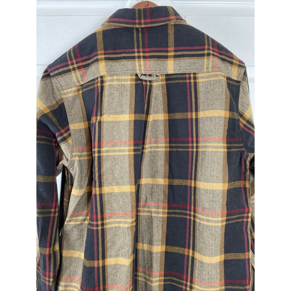 Orvis Heavy Flannel Shirt Brown Plaid Shacket Long Sleeve Button Up Mens Medium - Picture 9 of 12